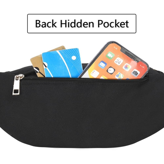 Поясна сумка на пояс, нагрудна сумка, спортивна сумка на стегно для жінок та чоловіків, водонепроникна, велика, для телефону, для кемпінгу, піших прогулянок, фітнесу, велосипеда, бігу (чорна)