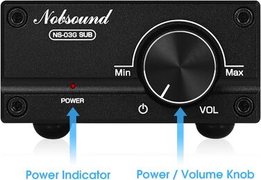 Підсилювач сабвуфера Nobsound 100W, моно, цифровий аудіо підсилювач, міні, чорний, з блоком живлення 19V