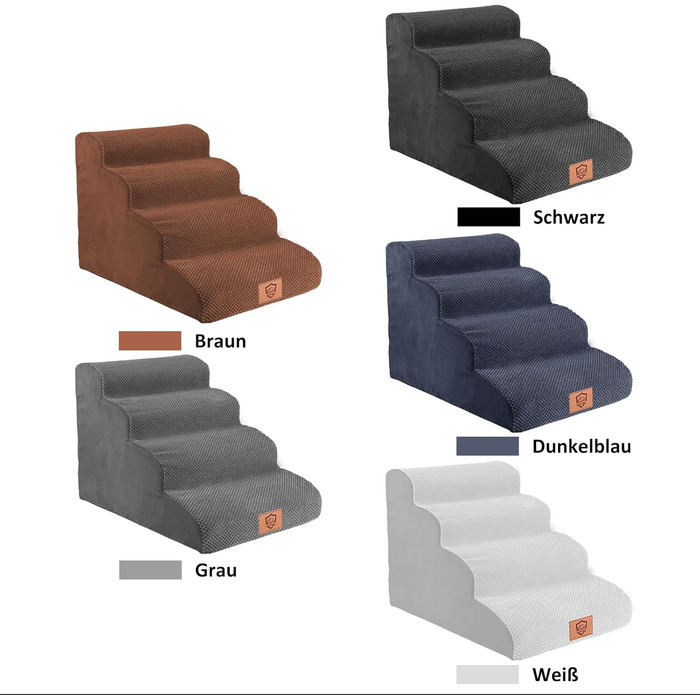 Сходинки для собак Zvonema: 3 сходинки, 60x40x40 см, сірий плюшевий чохол, водонепроникні, з антиковзким покриттям