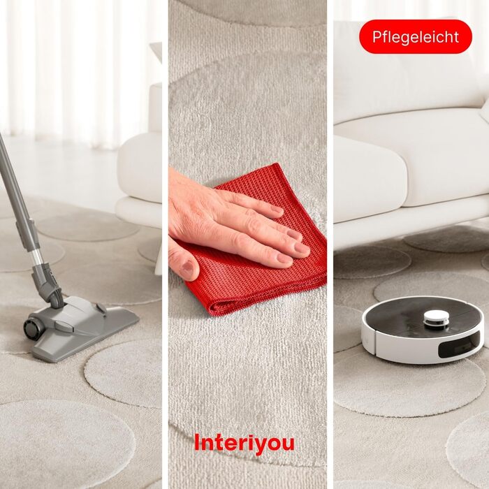 Килимок для вітальні Interiyou Cannes 120x170 см кремовий - для спальні, дитячої, їдальні. Коротке ворсування, скандинавський бохо-стиль, геометричний малюнок, високий/низький ворс