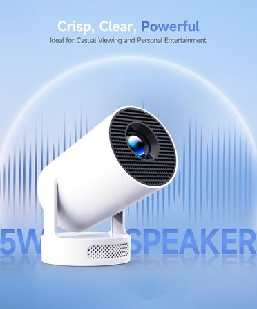 Magcubic Mini Beamer: Портативний проєктор 4K FHD 1080P з Android 11, WiFi 6, Bluetooth 5.4, автотрапецеїдною корекцією та 180° обертанням, вбудований 5W динамік та ручне фокусування