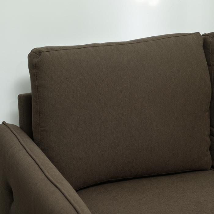 HOMCOM 2-Seater Sofa, Modern Couch with Armrests, 2 Throw Pillows, Upholstered Sofa with Storage, S-Springs and Rubber Bands, Small Loveseat with Velvet-Look Top for Living Room, 136 x 75 x 84 cm, Brown | Aosom