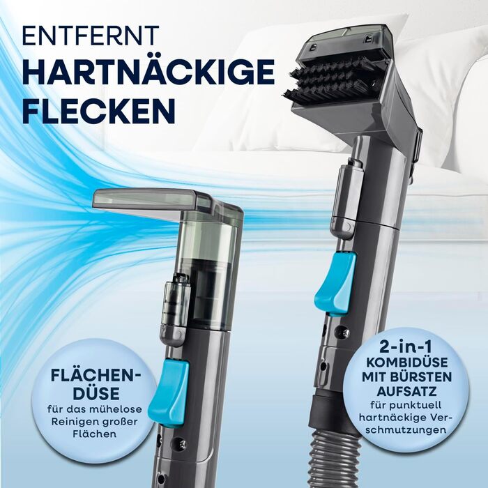 CLEANmaxx Професійний пароочисник для меблів та килимів Pro Steam | 3в1: для меблів, локальних забруднень, миття | Видаляє плями з килимів, авто, диванів тощо (Чорний, компактний 330W)