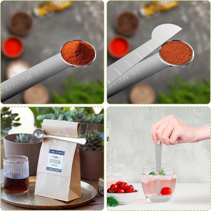 Набір мірних чашок та ложок з нержавіючої сталі FERRGIA (13 шт.) з лінійкою та ложками для кави – точний кухонний інструмент для випічки, приготування їжі, рідин та сухих інгредієнтів. Набір мірних чашок з нержавіючої сталі