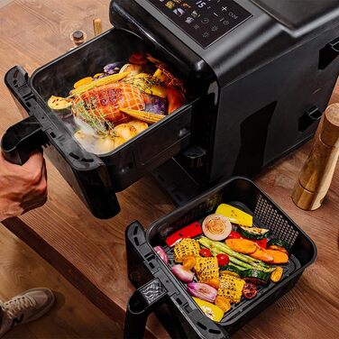 Фритюрниця Cecotec Cecofry DuoLevel 10000: 10 л, 2 контейнери, вертикальний дизайн, 10 меню, Touchscreen, чорний