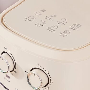 Аерофритюрниця InnovaGoods Vintage 6,5 л, 1700 Вт, з віконцем, антипригарний кошик, таймер, 360° циркуляція повітря, понад 100 рецептів, для 4-6 осіб, кремова