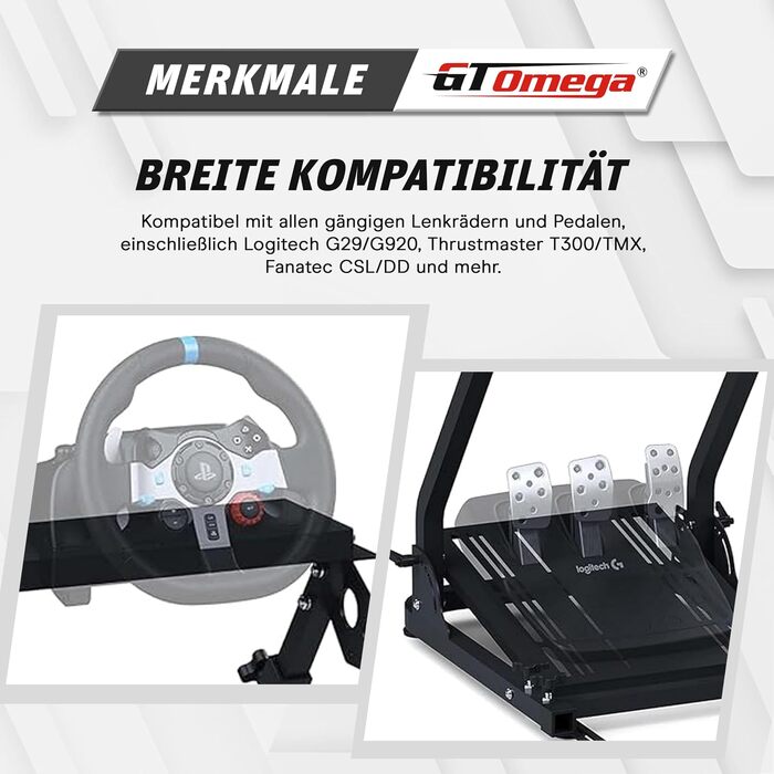 Тримач для ігрового керма GT OMEGA для Logitech G29 G923 G920, Thrustmaster T500 RS, Fanatec Clubsport та КПП TH8A — Регульована стійка для PS4, Xbox, PC