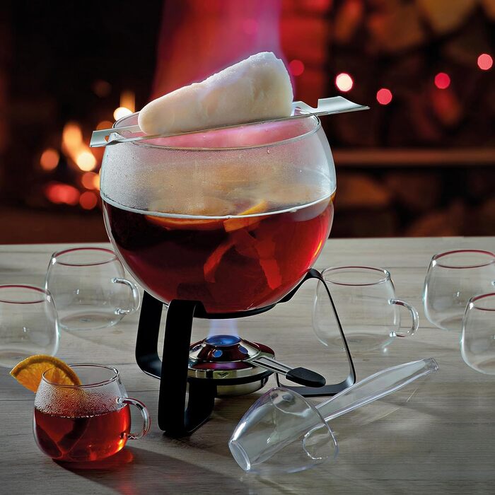 Kela Punch Bowl 3.5l FINA, Firepot Punch Bowl Pot heat-resistant, Punch Bowl Vessel Glass, Transparent, 22 cm