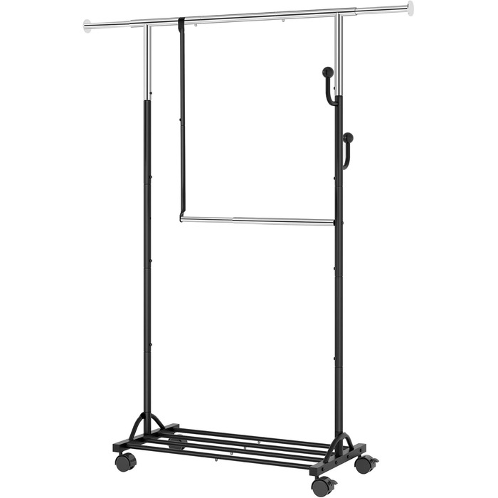 Кледірстанцер FAVOOOSTY на колесах, мобільний, металевий, регульований, чорно-білий, 89.50×39.00×161.20 см