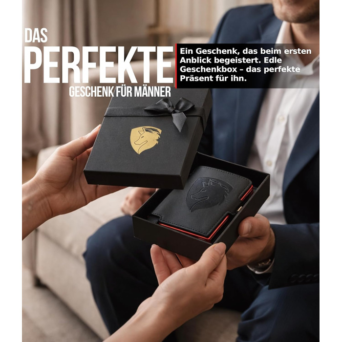 Чоловіче шкіряне портмоне для карток з RFID захистом та системою GripLock®, NFC, автоматичний висувний картхолдер, для 6-12 карток, чорний/червоний