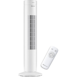 Турбовентилятор Pro Breeze з пультом керування, 76 см, коливання 65°, таймер, 3 швидкості – потужний та енергоефективний, тихий вентилятор для спальні та офісу, білий