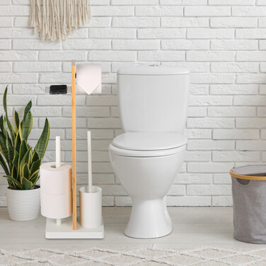 Relaxdays Bamboo & Iron Toilet Set with Storage