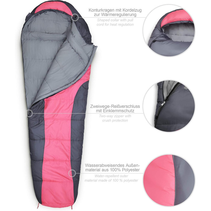 Спальний мішок Mumienschlafsack Rosa, 230x80 см - теплий та зручний для відпочинку