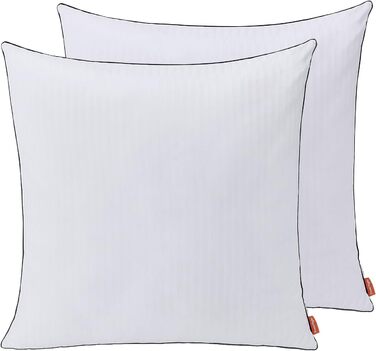 Sweetnight Pillow 80x80 2-Pack, 1300g Microfiber Pillow, Soft and Supportive Neck Pillow for All Sleeping Positions, Breathable 100% Cotton Cover, Öko-Tex Certified White 80 x 80 cm 2-Pack Striped Design 2