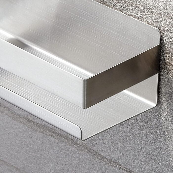 Турнічок для душу YIGII з полицями - кутовий, з нержавіючої сталі, чорний, 4 яруси, без свердління, з тримачем для зубних щіток, регульований 63.5–290 см (Матове срібло)