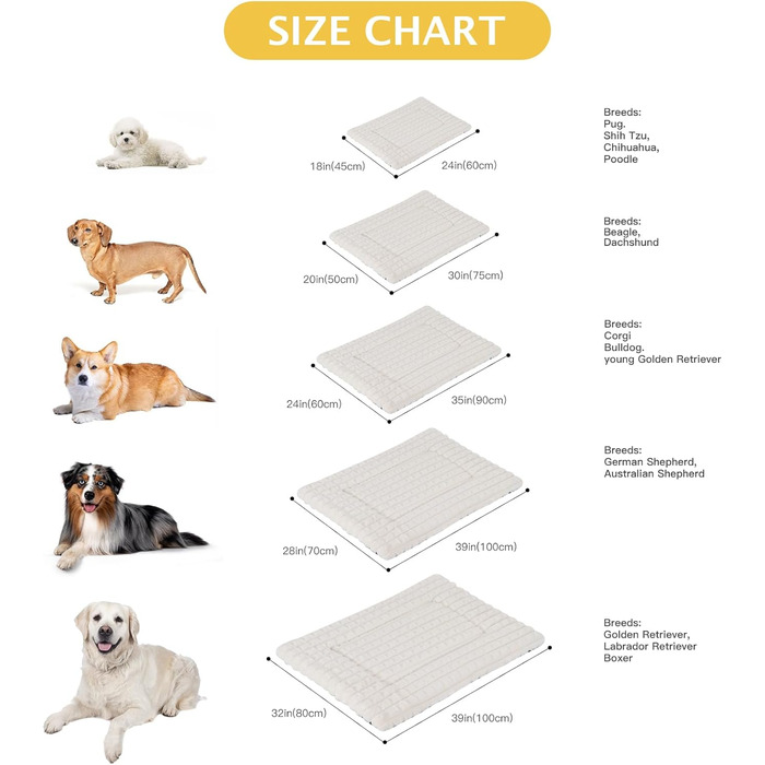 М'яке ортопедичне ліжко для собак BVAGSS, 90x60 см, біле. Зручна собача лежанка з неслизьким дном, миється. Підходить для собак маленьких, середніх та великих порід.