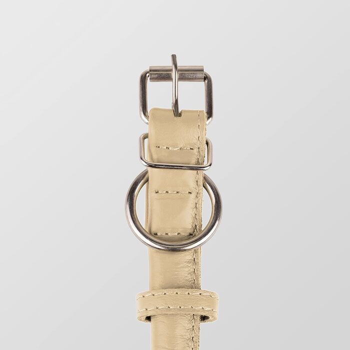 Шкіряний нашийник для собак CollarDirect, круглий, м'який з підкладкою, ручної роботи, справжня шкіра, для цуценят та дорослих собак, малих та великих порід, рожевий, червоний, фіолетовий, синій (бежевий, 15-18 см)