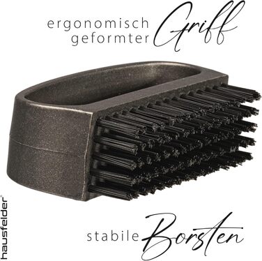 Набір ручних щіток Hausfelder для душу: жорсткі, для нігтів та спини, з ручкою, чорний антрацит, матовий