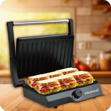 Електричний контактний гриль KRUMAD KMD159, чорний, 2000 Вт