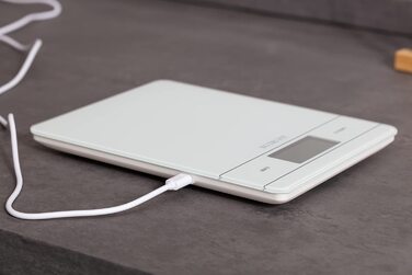 Електронна кухонна вага NUTRI FIT з підзарядкою, USB-C, LCD-дисплеєм, 5 кг, для випічки та приготування їжі, чорна (EK9380HR-weiss)