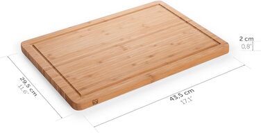 Blumtal Bamboo Cutting Board Wood made from 100% Bamboo XXL - 2cm thick wood board antibacterial - solid cutting board with juice groove - wooden cutting board 45x30x2cm - alternative to plastic cutting board
