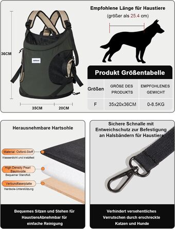 Рюкзак для собак та котів, рюкзак-переноска для маленьких та середніх собак та котів до 8.5 кг, чорний, дихаючий та зручний, для подорожей та активного відпочинку