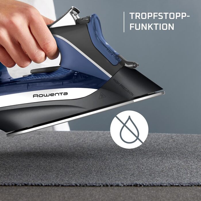Праска Rowenta Acessteam DW4301: 2500 Вт, 140 г/хв, Microsteam 300, захист від накипу, без крапель, блакитно-чорна
