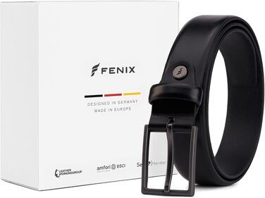 Чоловічий ремінь FENIX LOS ANGELES зі стійкого матеріалу, регульований, з гіпоалергенною пряжкою (30 мм), Jet Black, 100 см — для костюма та джинсів