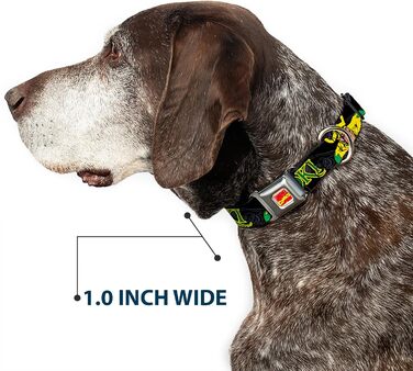 Нашийник для собак Marvel Comics Loki, чорний/сірий/жовтий/зелений, розмір M (11-17 дюймів, 2.5 см)