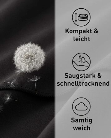 Рушник з мікрофібри Fit-Flip - компактний та легкий - швидковисихаючий рушник з мікрофібри - для подорожей, спорту, пляжу, басейну - великий рушник 50x30cm та 120x60cm - 1 шт. (Чорний Онікс)