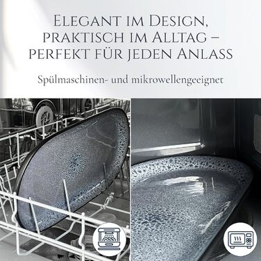 Сервірувальна тарілка Steingut Ibiza (велика), сіра - Pure Living. Тарілка для сервірування, кераміка, овальна.