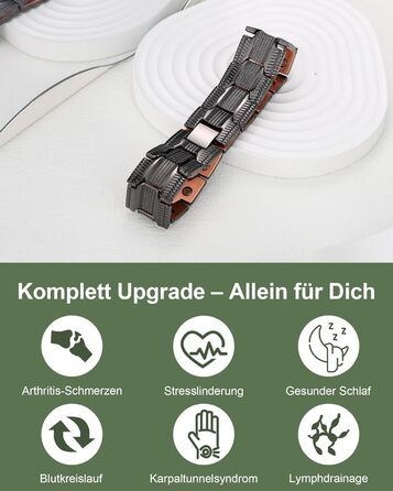 Браслет чоловічий MagEnergy з міді, 3 магніти, регульована довжина, чорний
