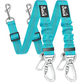 Автогурт для собак у машину, 2 шт. Безпечний ремінь для собак з амортизатором, регульований автогурт з універсальним з'єднувачем, для подорожей, (Світло-блакитний)