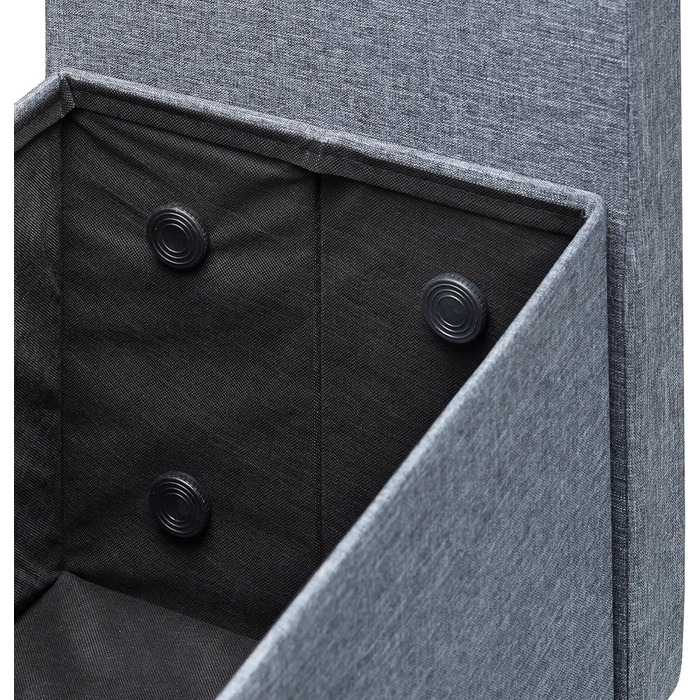 Relaxdays Bench with Backrest, 2 Cushion Rolls, Folding, Storage, Upholstered, Hallway, Storage Bench 75 x 115 x 47 cm, Grey, Cream (Dark Grey)