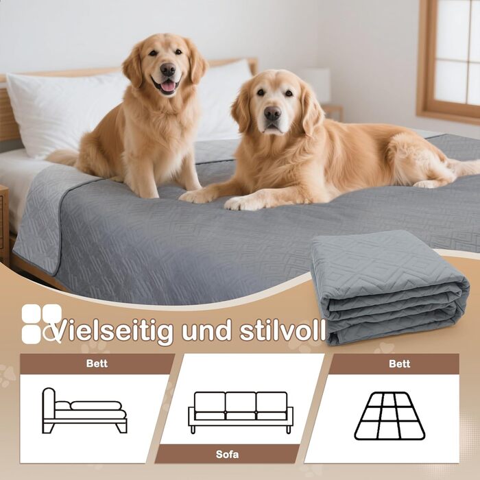 Водонепроникний килимок для собак GYURO, двосторонній, міцний, для дивану та ліжка, можна прати, для собак та котів (77*178CM, 208*208CM), сірий