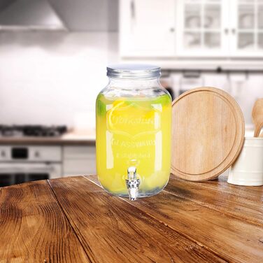 Диспенсер для напоїв Relaxdays 3,5 л, скло, кран, ретро, сафтоспенсер, гастрономія, вінтаж, лимонадник для вечірок на подвір'ї, прозорий