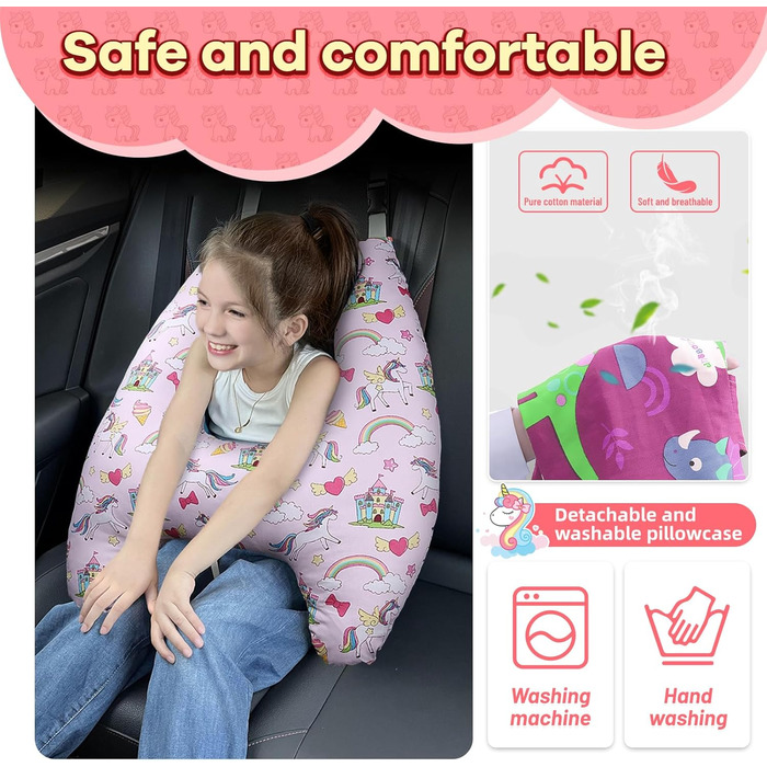 OHAANYY Sleep Pillow for Car Kids & Travel Pillow Kids Car, Car Pillow Kids/Sleep Pillow Kids Car, H-shaped Pillow Car Suitable for Holiday Travel for Children (Headrest not included)