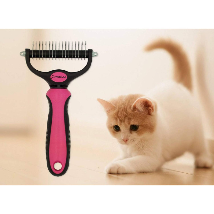 Щітка для видалення підшерстка для собак та котів середньої та довгої шерсті. Щітка проти ковтунів та підшерстка, блакитна (рожева)