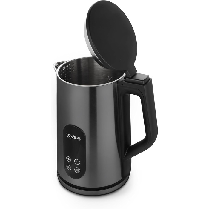 Електричний чайник Trisa Digital Boil з подвійними стінками, 1.7л, регулювання температури (40-100°C), нержавіюча сталь, сенсорне дисплеї, функція підтримання тепла 4г, корпус Cool Touch, колір антрацит