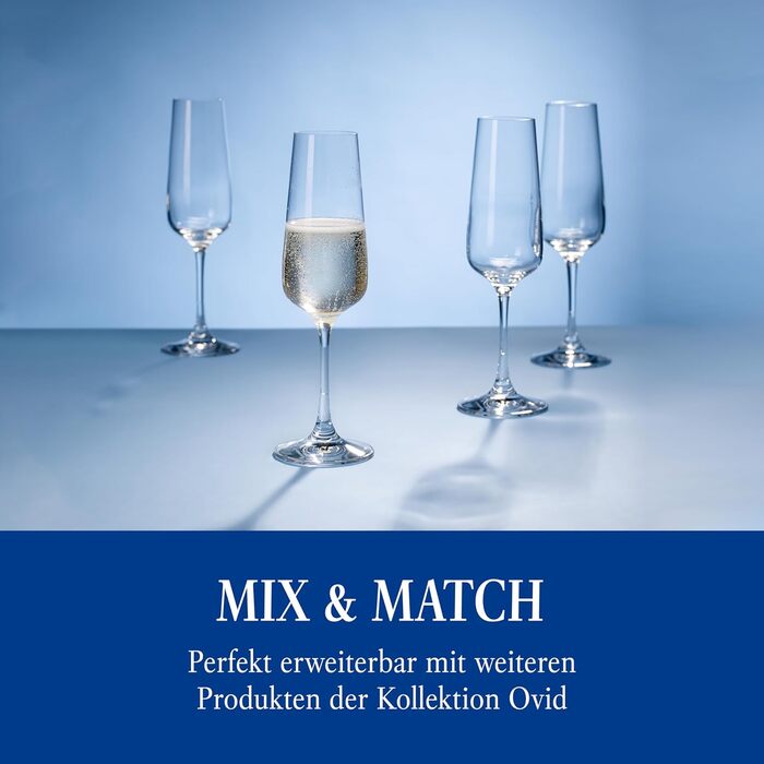 Набір келихів для шампанського Villeroy & Boch Ovid, 4 шт, кришталеве скло, для шампанського, просекко, шампанського