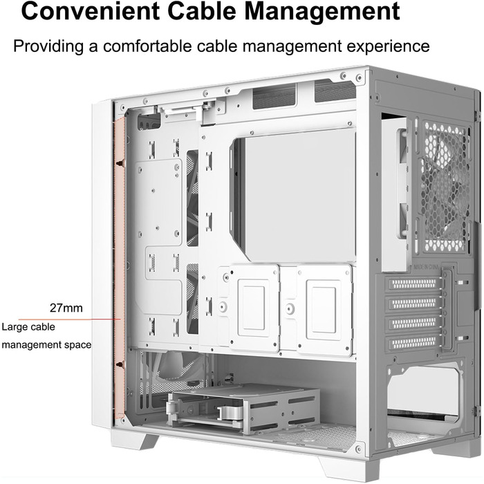 Корпус PCCOOLER C3T500 ARGB Tower ATX: 6 вентиляторів ARGB, підтримка RTX 40, подвійне скляне бокове вікно, чорний