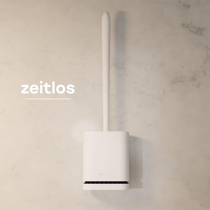 Силіконова щітка для унітазу SAVEGA з кришкою, чорна – плоска та гнучка – настінна без свердління – антибактеріальна комплексна щітка для унітазу (біла)