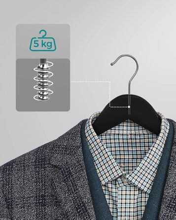 Плечики для одягу SONGMICS, 20 шт., з масиву дерева, з вирізами для плечей, неслизький тримач для штанів, обертовий на 360°, для костюмів, сорочок, натуральний колір + срібло