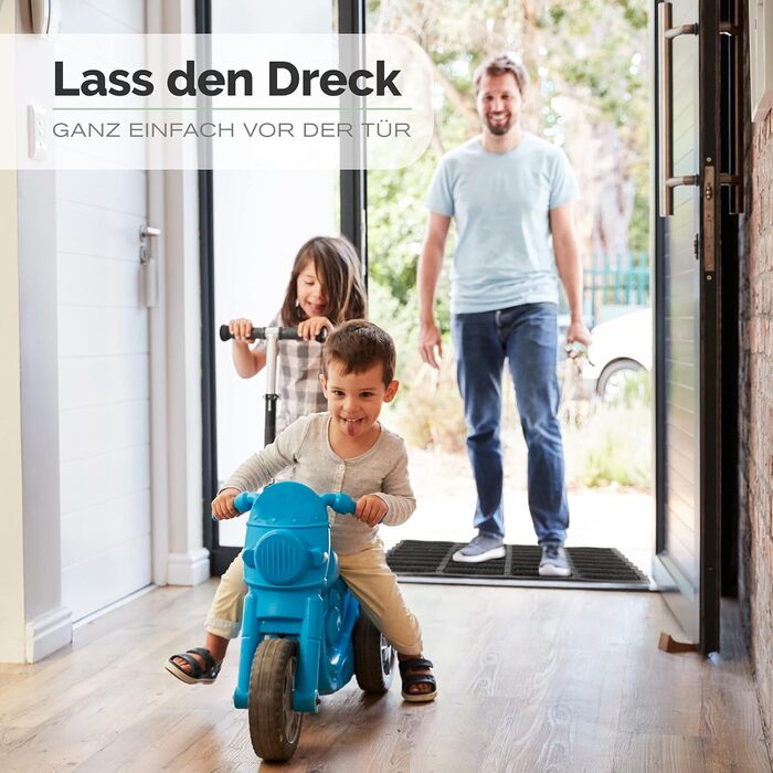 Килимок прикладний Entrando з кокоса та гуми, водостійкий килимок для вхідних дверей та саду, протиковзний та міцний, 40 x 60 см, чорний