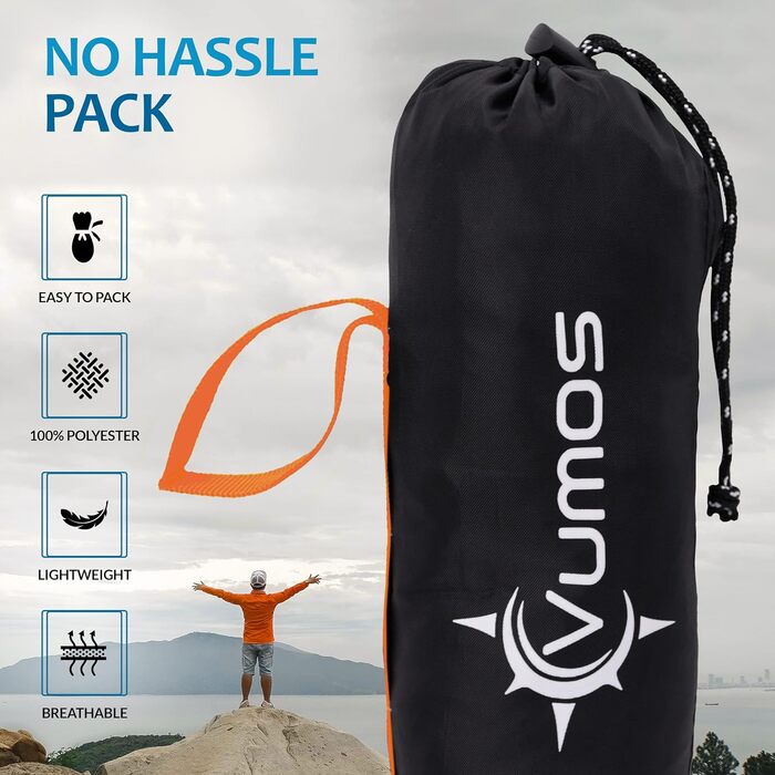 Vumos Sleeping Bag Liner and Camping Sheet - Silk-Like Material for Travel, Featuring a Full-Length Zipper