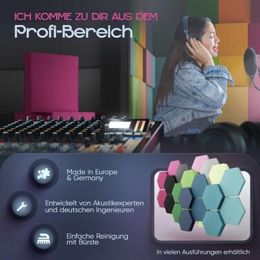 Акустичні панелі для звукопоглинання 3D, набір 8 шт, квадратні стінові панелі з градієнтом 'Sunny Shades' / 'Magnolia Shades', виготовлено в ЄС