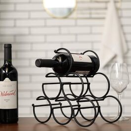 JHY DESIGN Iron Table Wine Rack, Wine Bottle Rack, Freestanding Wine Rack, Wine Bottle Holder, Portable Wine Cabinet for Home Counter, Bar, Kitchen (6 Bottle Design, Dia 9cm)