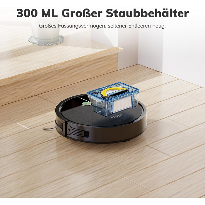 Робот-пилосос безщітковий, самостійно заряджається, з пультом дистанційного керування, тихий, для шерсті тварин та твердих поверхонь, E3