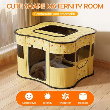 Транспортувальна переноска для собак та котів ASOPETS – розкладний вольєр з боковою кишенею (зелений, жовтий)