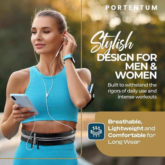 Портентум Поясна Сумка Laufgürtel, Чорна, Унісекс, для всіх розмірів до 150 см